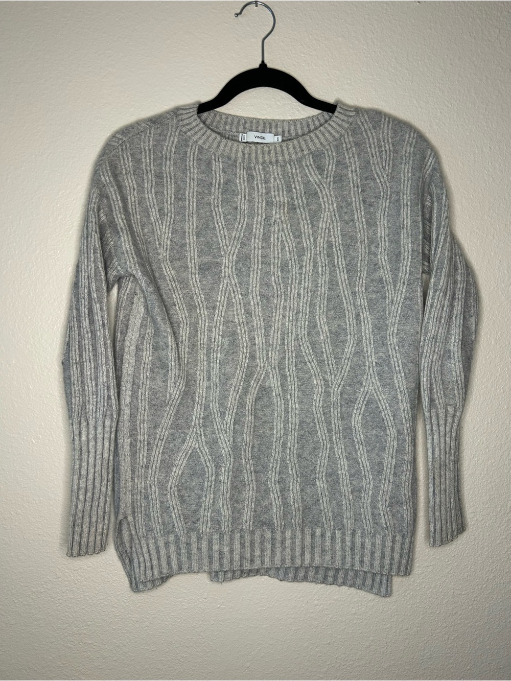 VINCE Women Wool Cashmere Knit Sweater Size XXS 3-D Waterfall Stripe Long Sleeve